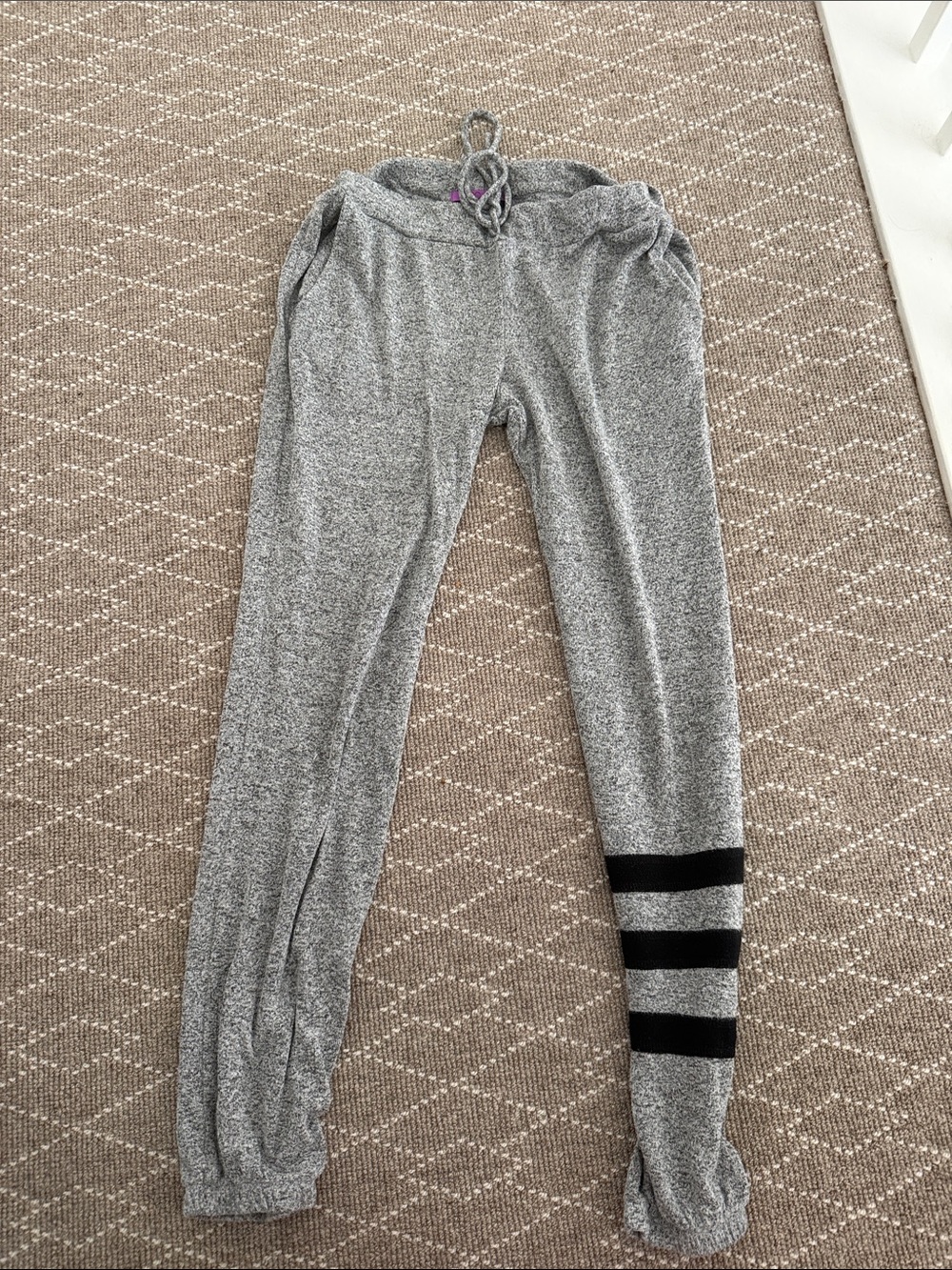 Parker Gray Jogger Pants with Black Leg Stripes